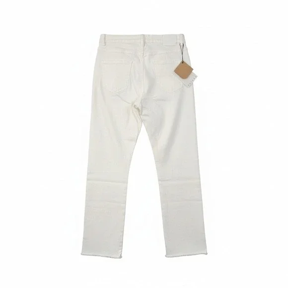 Cherry Betty Women's White Ankle Frayed Hem Straight Leg Denim Jeans Size Reg M - Picture 4 of 6